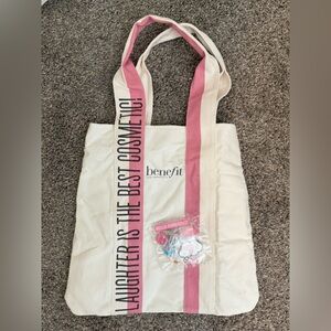 Benefit Cosmetics Tote Bag and Pins NWT